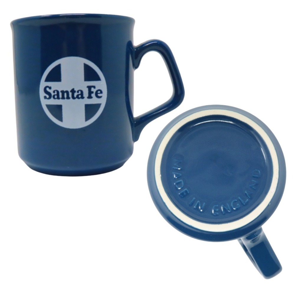 Vintage Santa Fe Railway Coffee Mug Navy Blue‎ Made in England Railroad Transit